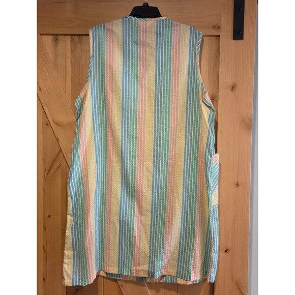 Vtg Lindsay Jordan Pastel Zip up House Coat Robe Sz 24W Button Candy Look Pocket - Picture 2 of 15